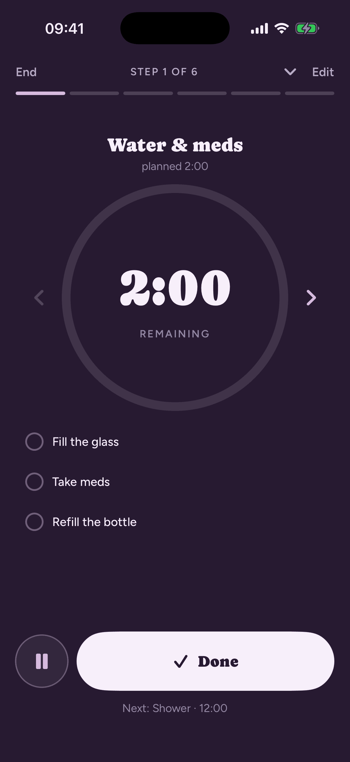 Loopily mid-routine, counting down the current step on a wall-clock-accurate timer